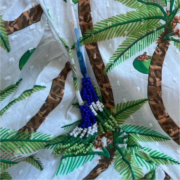 New FARM RIO Mixed Palm Wrap Dress Green White Multi Bohemian Midi Casual NWT XS - Picture 12 of 14